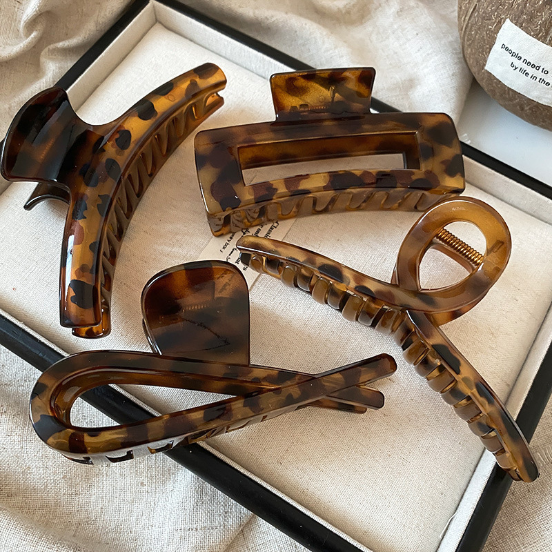 Hair Clip Claw Large - 1/2/4 Pcs Leopard-print Large Arc Cross