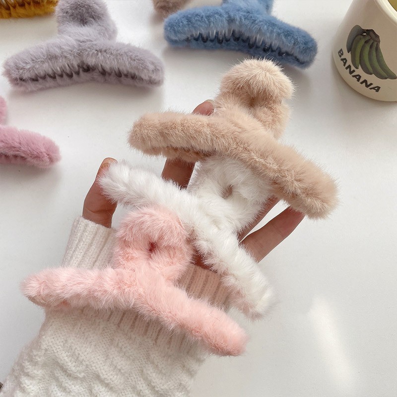 Fluffy Plush Faux Fur Big Crab - đánh giá và giá Hair Clip Claw Large