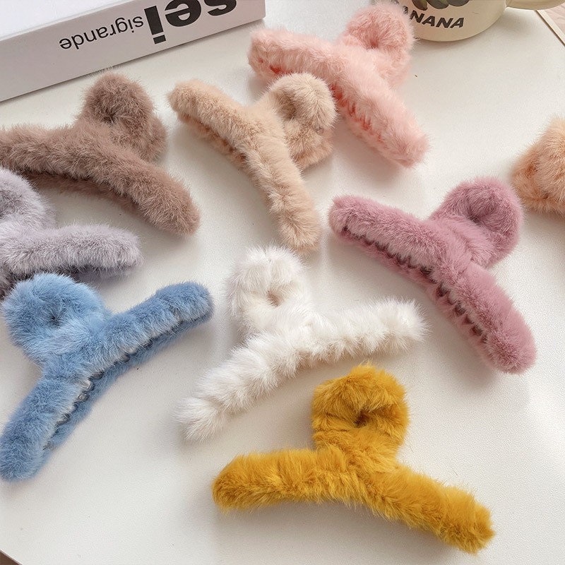 Fluffy Plush Faux Fur Big Crab - đánh giá và giá Hair Clip Claw Large