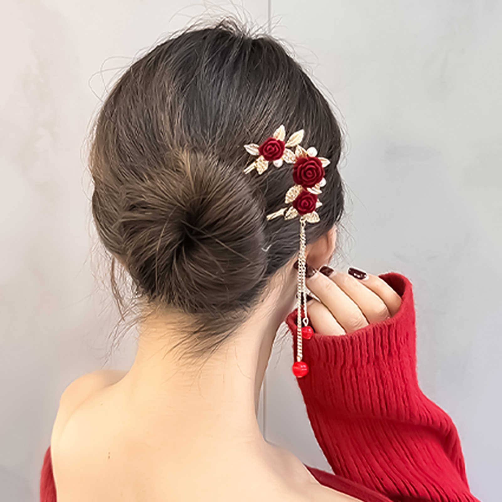 Chinese Style Rose Flower Hair - đánh giá và giá Hair Care Japanese