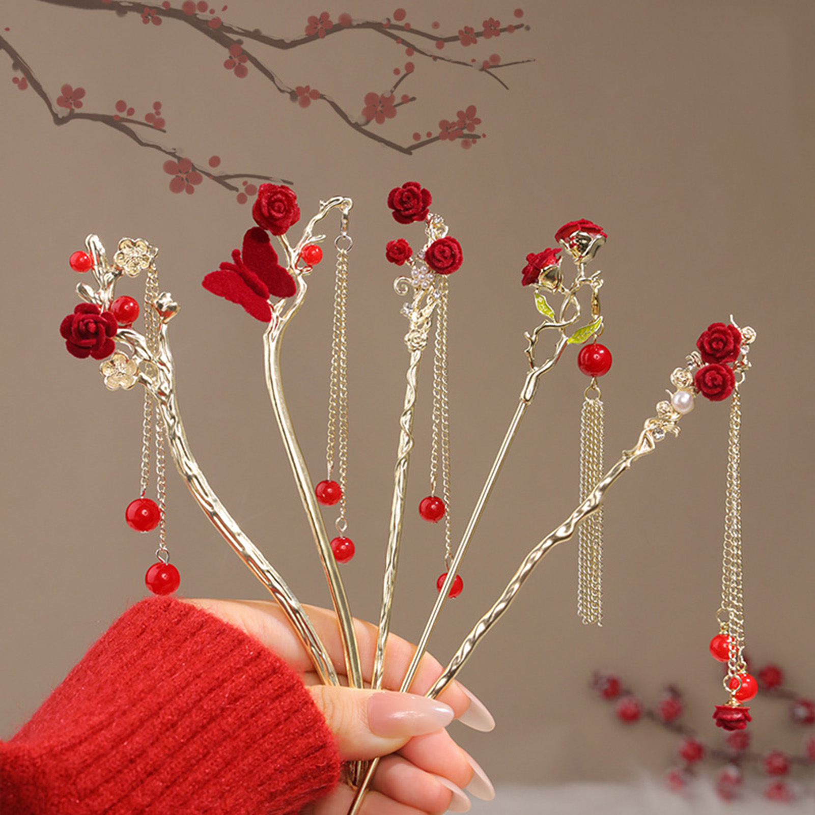 Chinese Style Rose Flower Hair - đánh giá và giá Hair Care Japanese