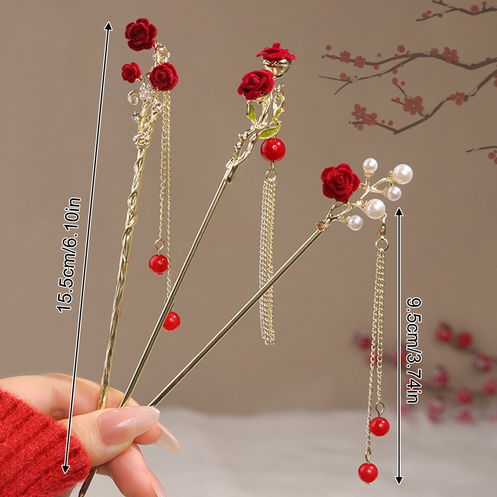 Chinese Style Rose Flower Hair - đánh giá và giá Hair Care Japanese