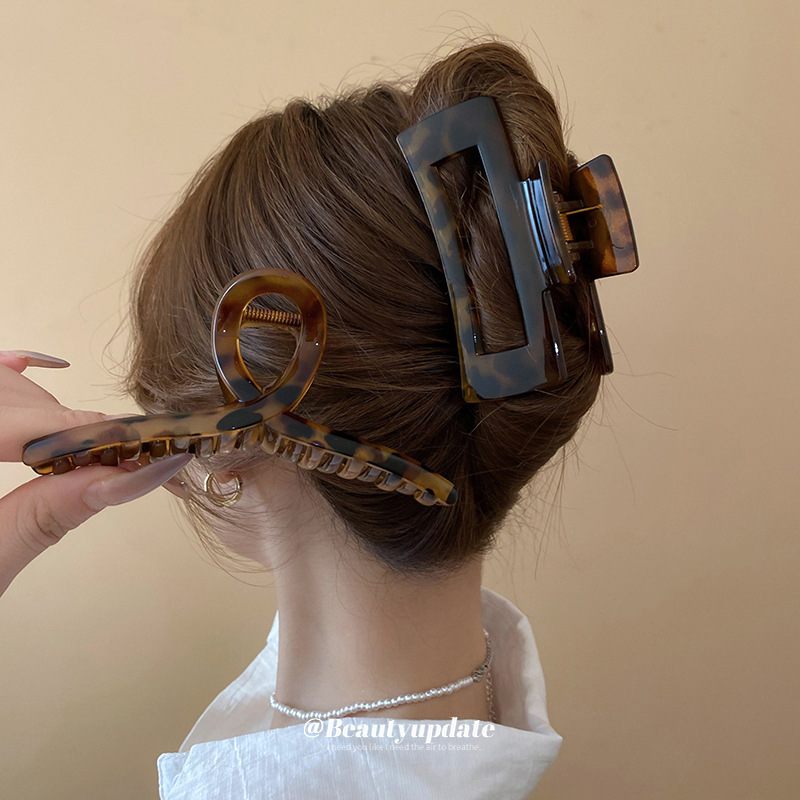 1/2/4 Pcs Leopard-print Large  - đánh giá và giá Hair Clip Claw Large